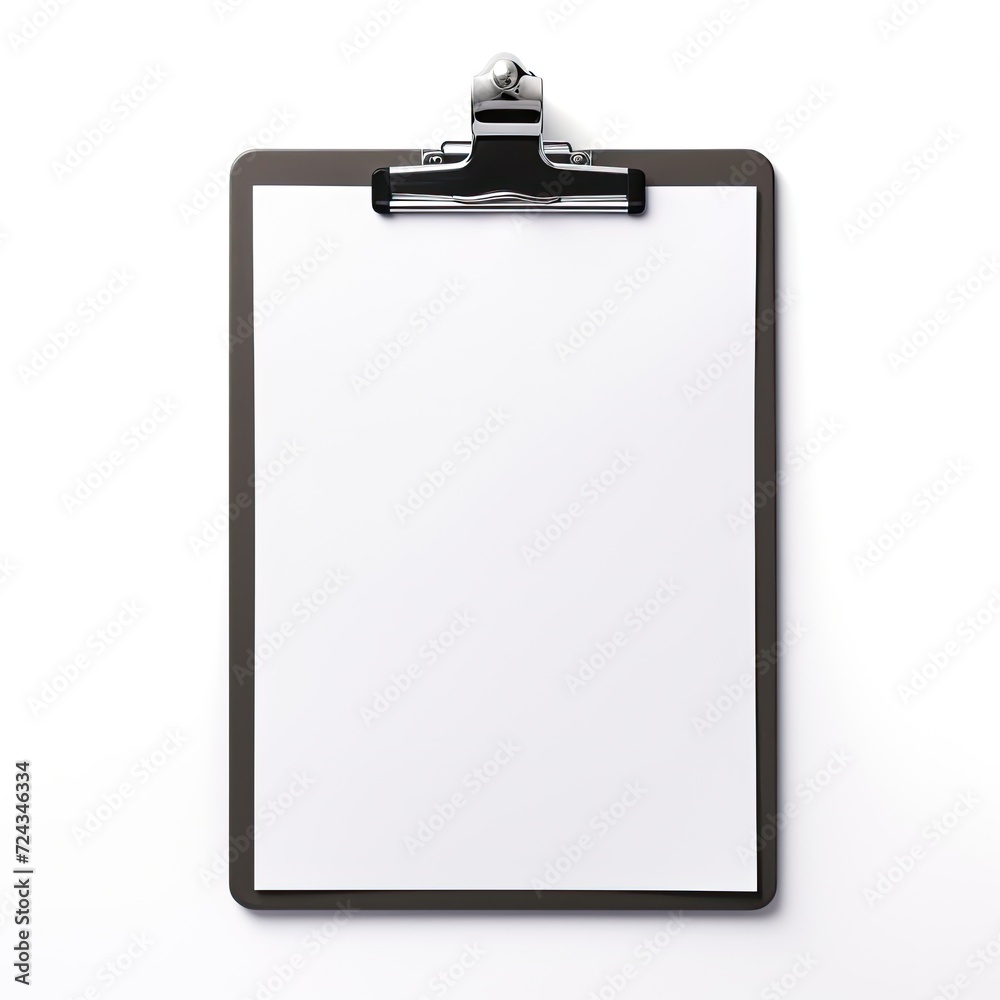 Checklist on a dark clipboard, isolate on white background,close up Checklist on a dark clipboard, isolate on white background,close up
