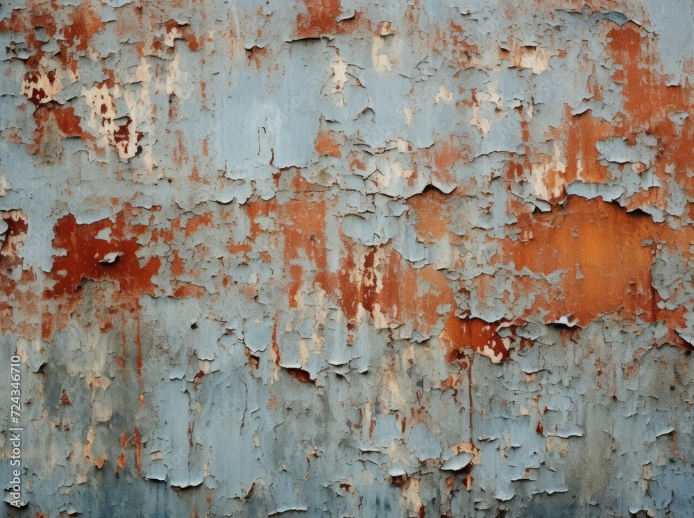 An image of a deteriorating metal surface covered in rust and with paint peeling off.