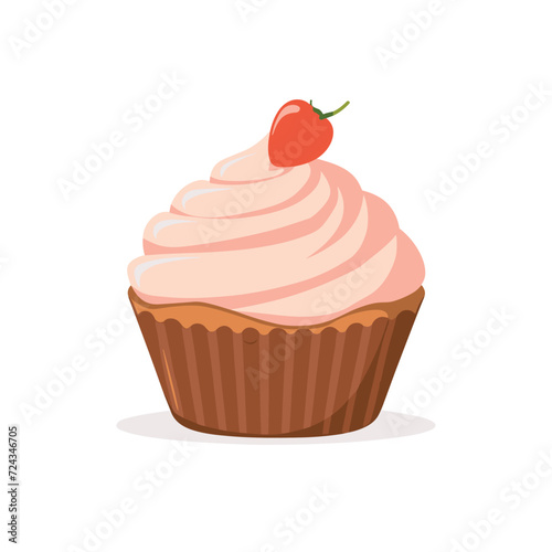 Flat vector realistic cupcakes on white background