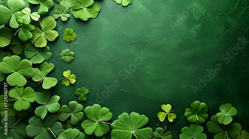 shamrock st patricks day, Carpet of Clover Co[py Space, St. Patrick's Day banner, clover, background, bokeh, wide, copyspace. Generative AI 