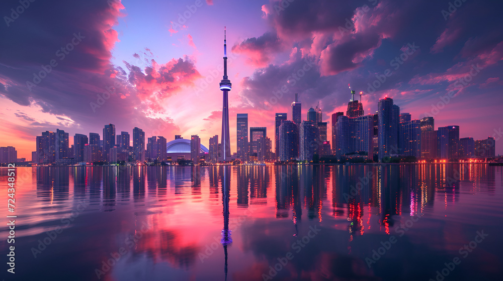 Fototapeta premium Toronto city skyline from he center island. generative ai