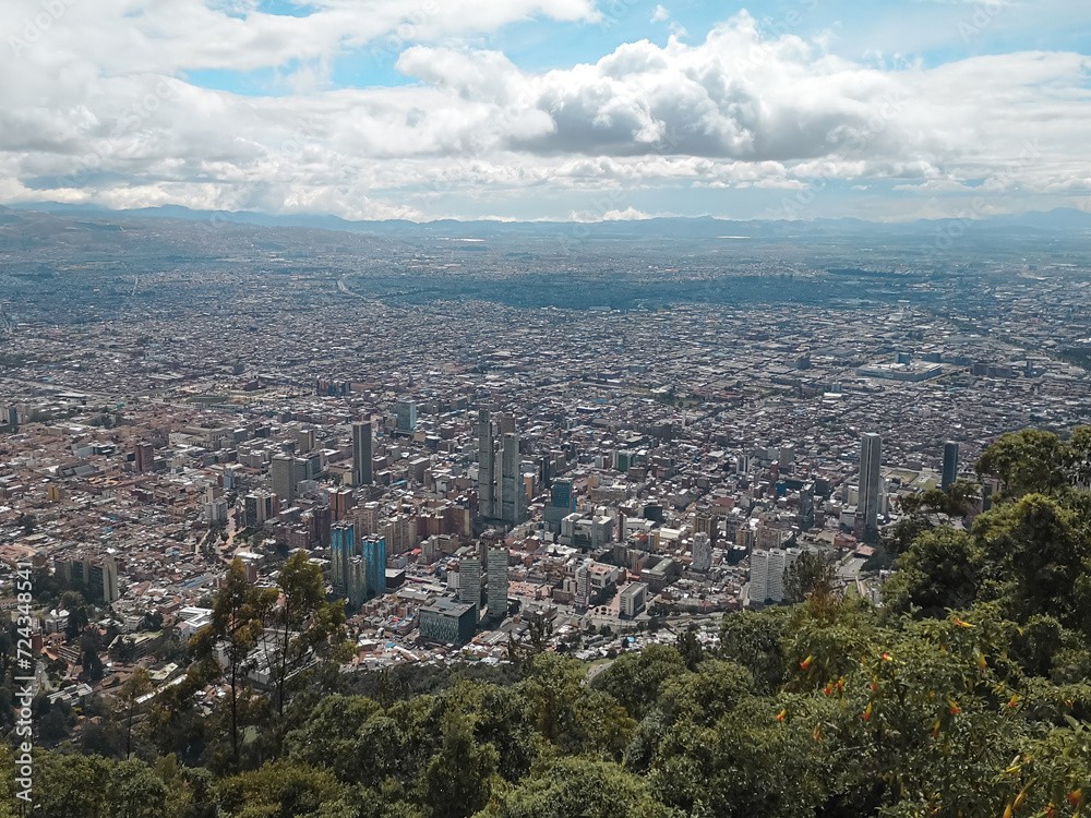 View of Bogota, Colombia from Monserrate, Bogota on a sunny day