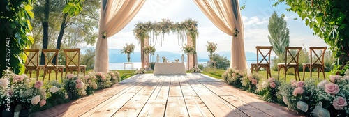 wedding altar, outdoor with colorful flowers