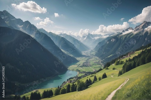 Beautiful view of landscape near Zell Am See in the Kaprun region, Salzburg, Austria