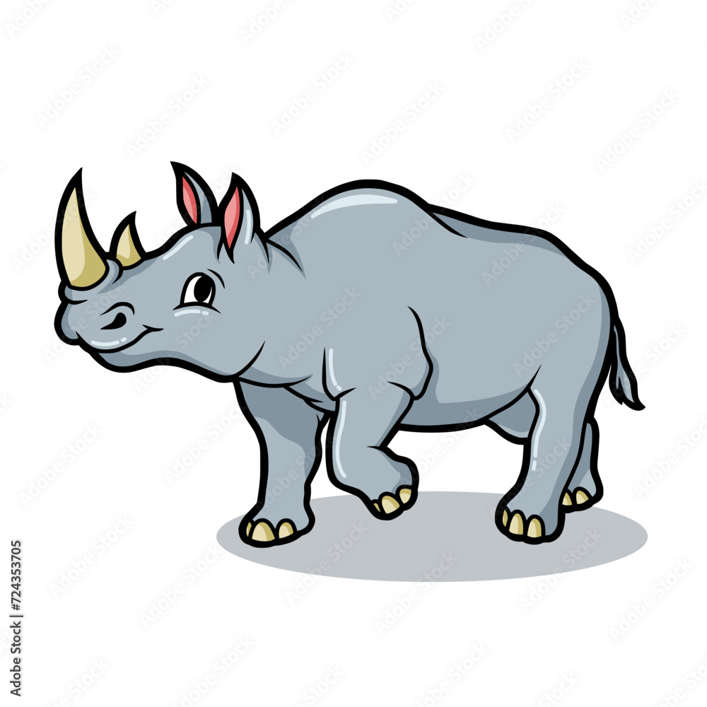 rhino cartoon coloring page