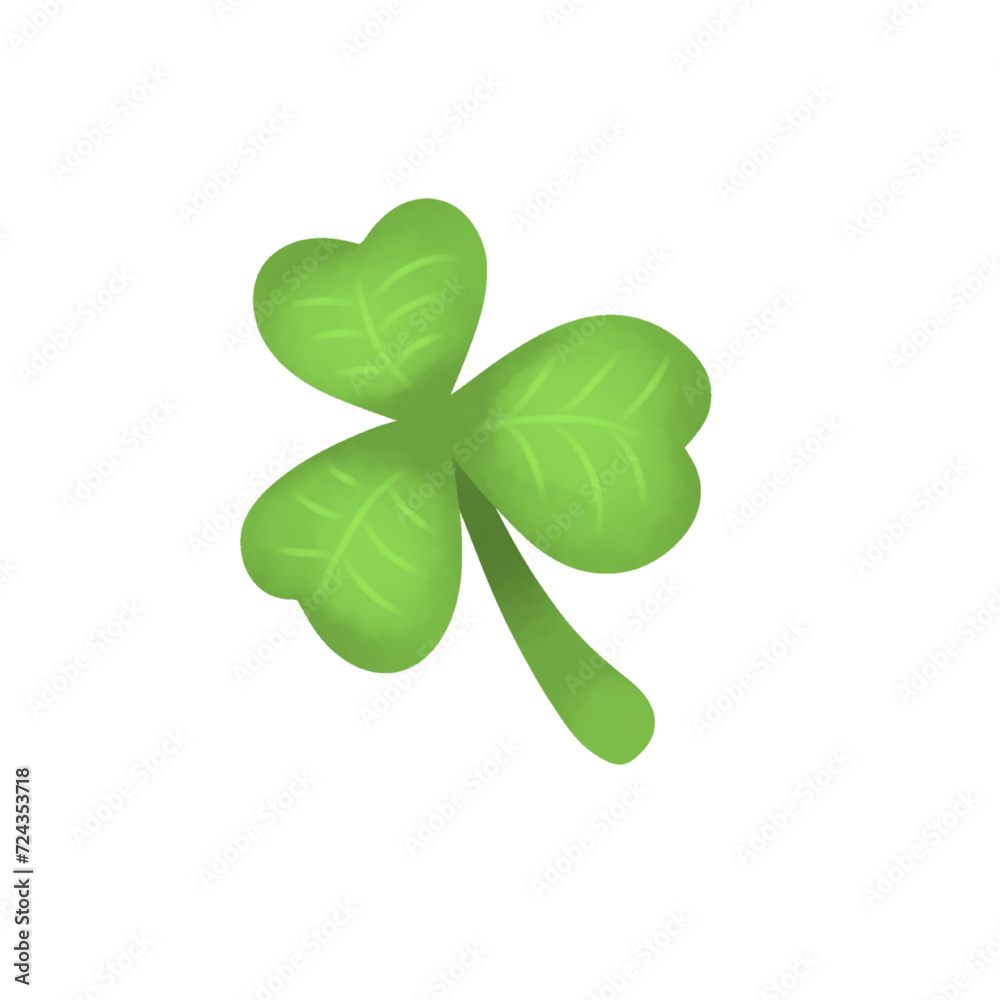 three leaf clover watercolor illustration isolated on white and transparent background. green clover icon plant nature vector