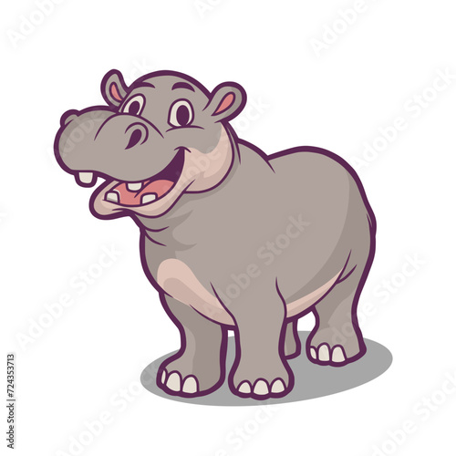 Vector Hight Quality   Cartoon illustration of a hippo animal.