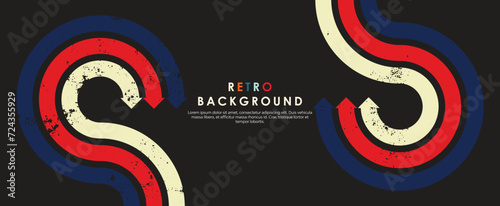 Abstract retro curve arrow line background. Abstract stylish 70s era line frame illustration