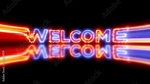 intro and outro Welcome sign banner in electric energy concept design