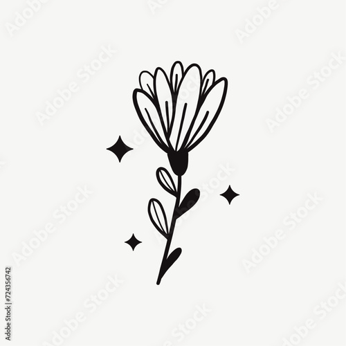 Aesthetic Line Art Flower Logo