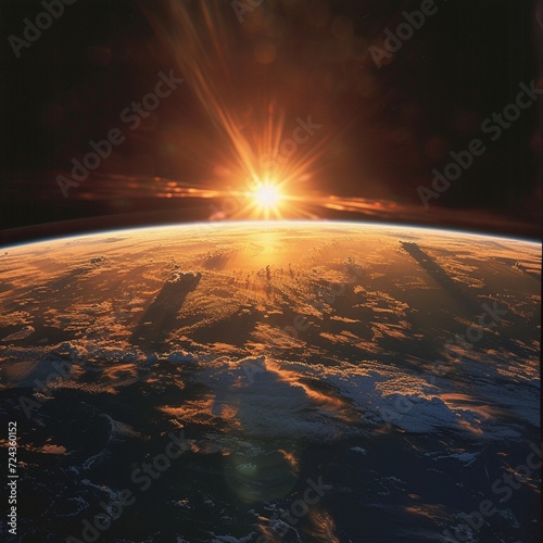 sunrise  view of earth from space
