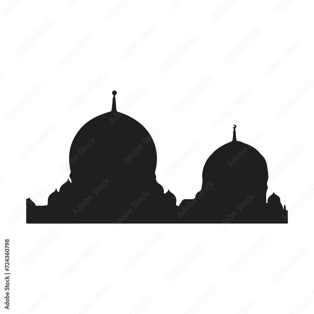 mosque silhouette on clear background, eid ramadan mubarak, ramazan,
