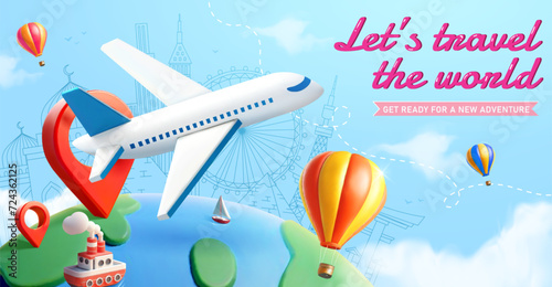 3D travel the world poster