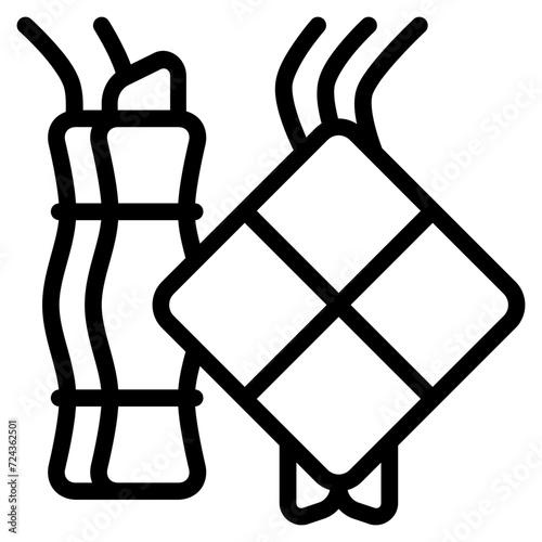 ketupat icon with outline style. Suitable for website design, logo, app and UI. Based on the size of the icon in general, so it can be reduced.
