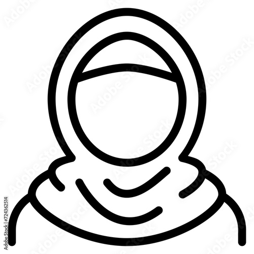 Muslimah icon with outline style. Suitable for website design, logo, app and UI. Based on the size of the icon in general, so it can be reduced.