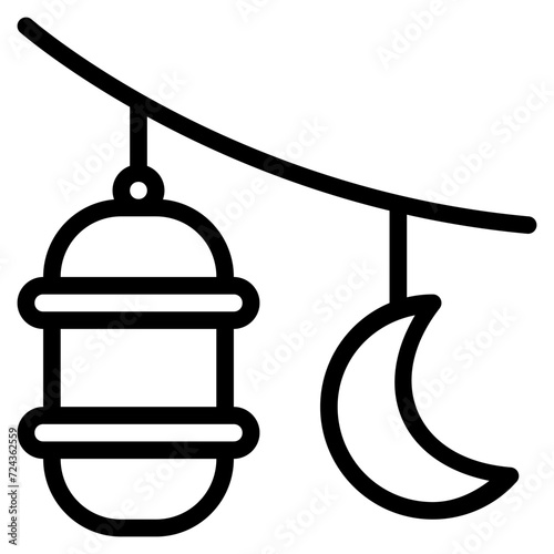 ramadan lantern icon with outline style. Suitable for website design, logo, app and UI. Based on the size of the icon in general, so it can be reduced.