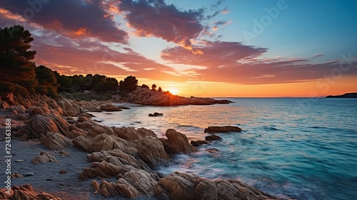 The golden light pierced the clouds reflecting the water over the sea of Patong Beach. reflection Sky texture background