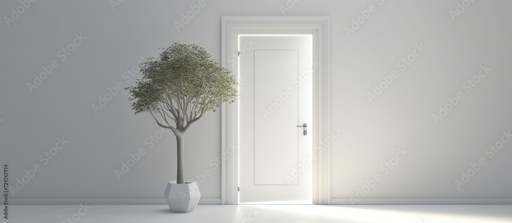 Fototapeta premium Light shining from open door.