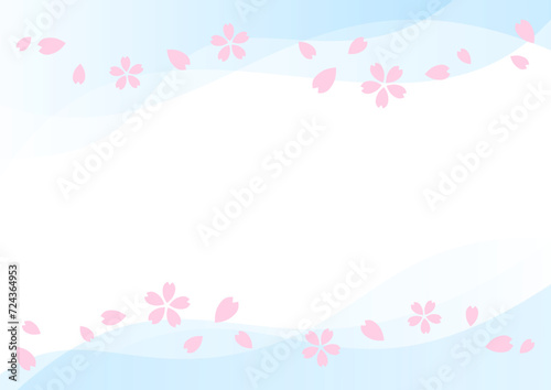 かわいい桜の花と花びらの背景