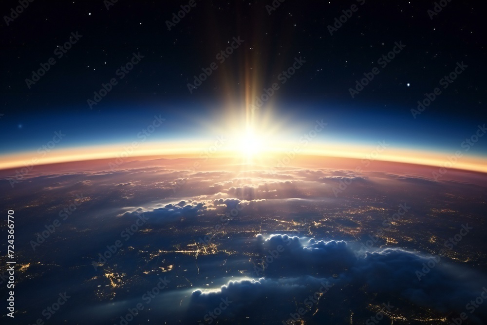 Sunrise over the planet Earth - obrazy, fototapety, plakaty 