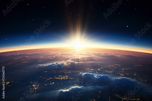 Sunrise over the planet Earth photo