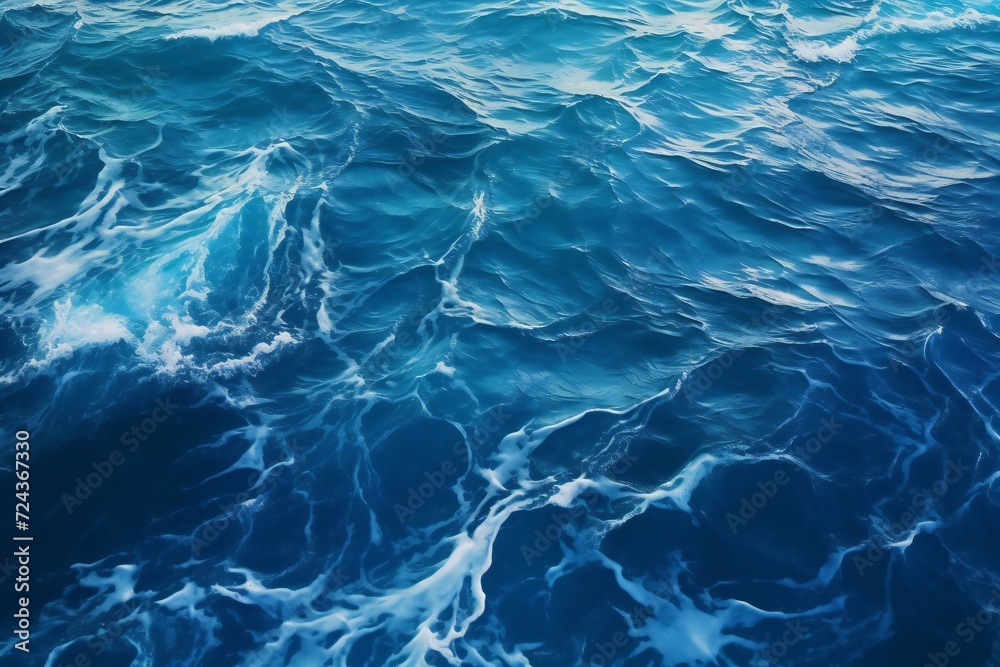 Blue sea water surface with ripples and waves,  Natural background