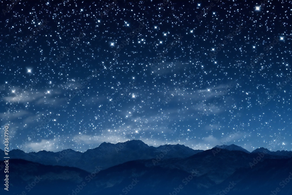 Night sky with stars and snowflakes,  Christmas and New Year background