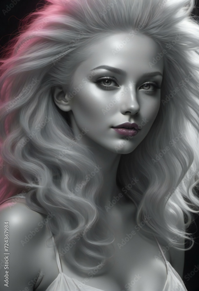 Portrait of a beautiful blonde woman with wavy hair
