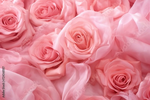 Pink roses as background, valentine's day greeting card