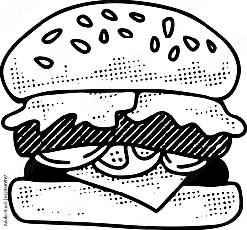 Black and White Fried Chicken Wings Food Illustration