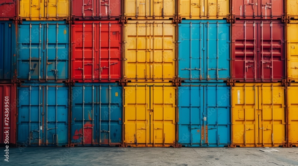 Fototapeta premium Stacked cargo containers 