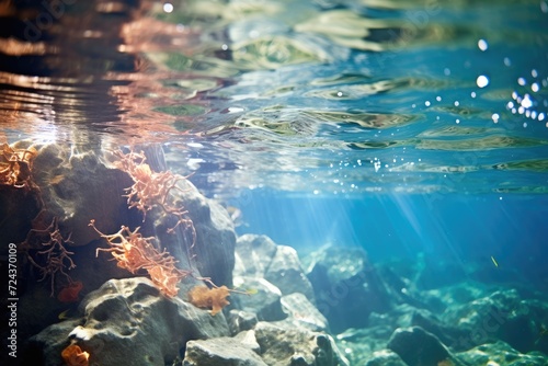 Crystalline Waters: Coral in crystal-clear waters.