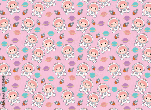 Cute astronautpattern, children's print, for children's backgrounds and fabrics