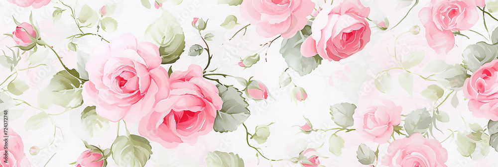 pink roses painted in watercolor, generative AI pink roses painted in watercolor, generative AI