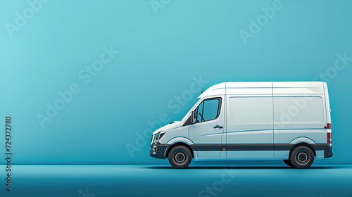 Delivery white van with space for text, generative ai