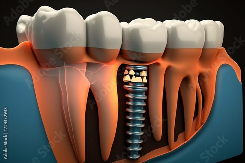 Dental implantation teeth with implant screw.

