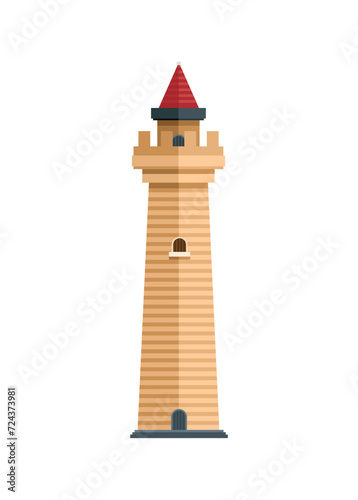 Fortress tower building. Simple flat illustration.