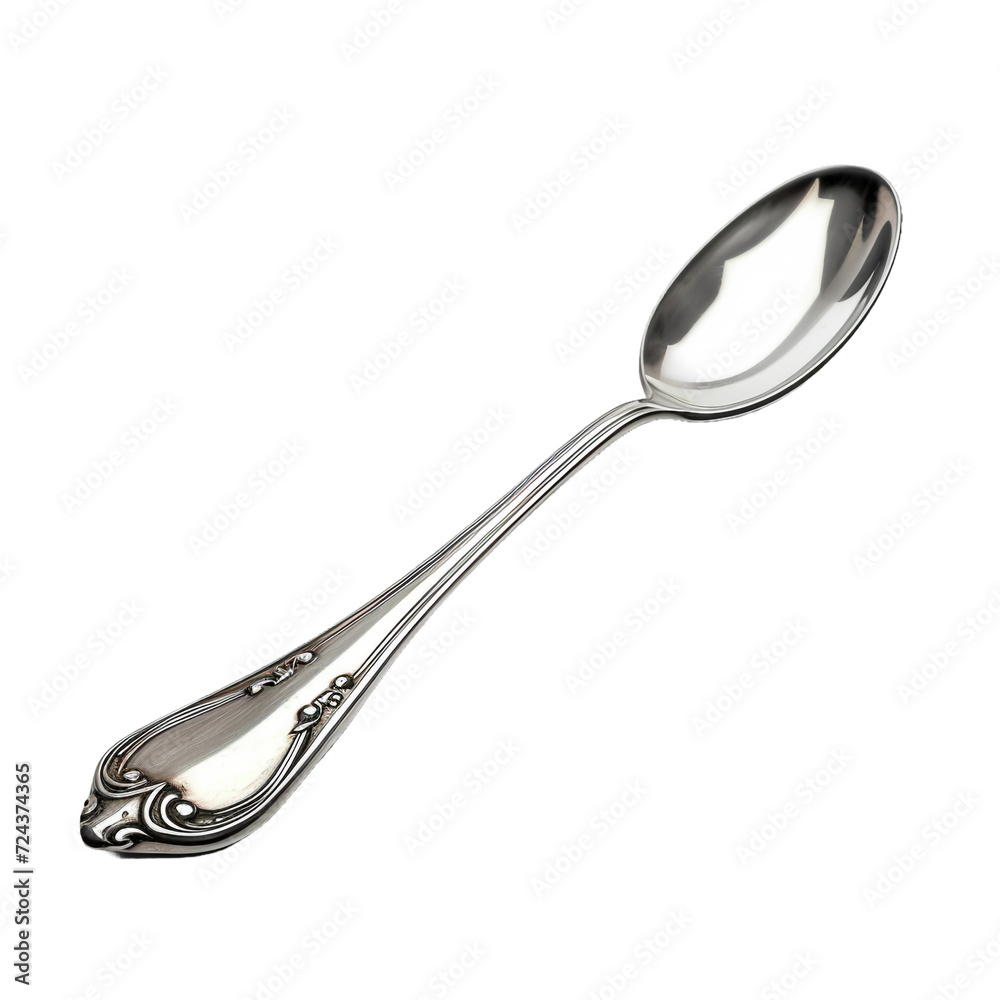Silver spoon, isolated PNG object Silver spoon, isolated PNG object