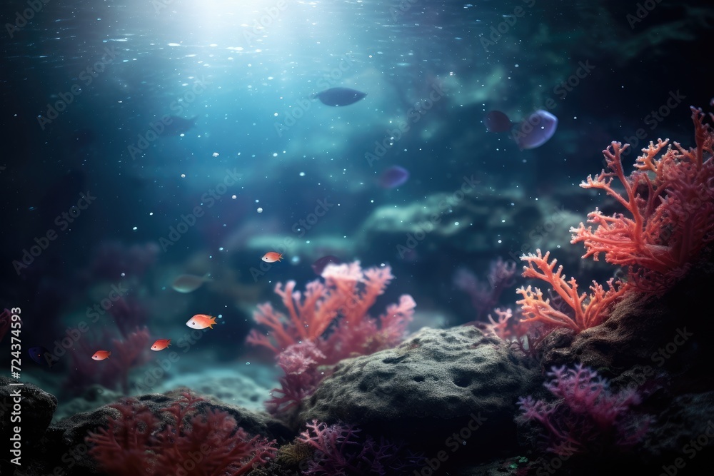  Whimsical Wonderland: Coral with whimsical sea creatures.