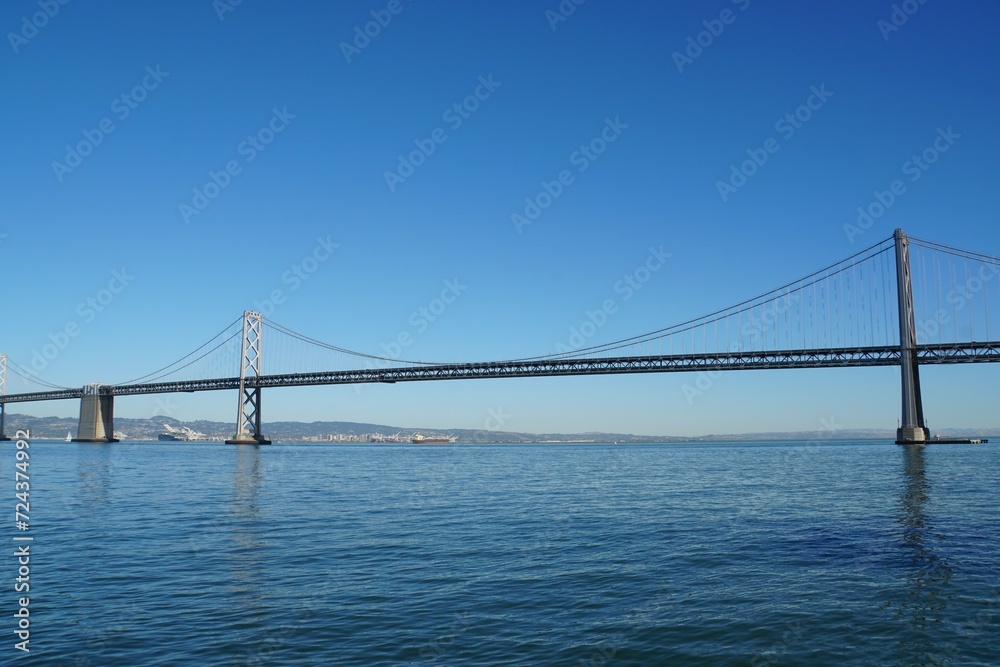 Oakland Bay Bridge over the sea - San Francisco, America Oakland Bay Bridge over the sea - San Francisco, America