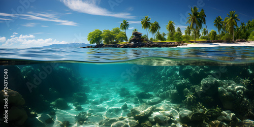 Underwater view of tropical island