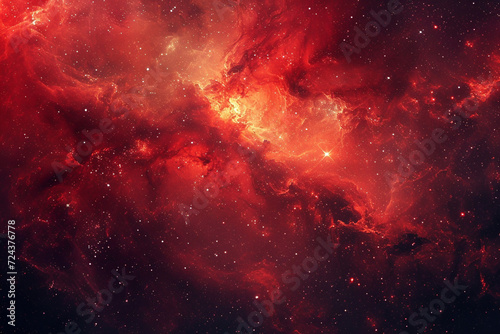 Ethereal Red Galactic Dust Cloud in Deep Space