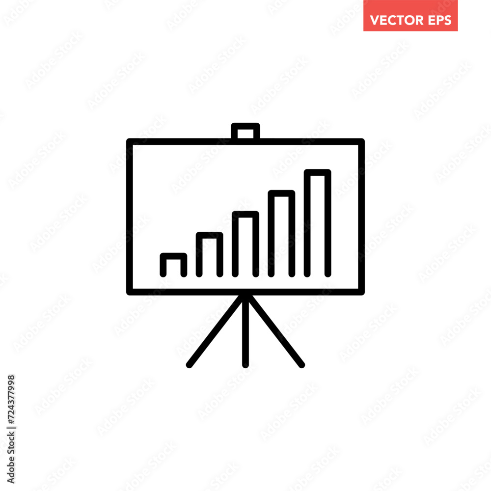 Business strategy plan board line icon, simple financial presentation illustration flat design pictogram vector for app ads web banner button ui ux interface elements isolated on white background Business strategy plan board line icon, simple financial presentation illustration flat design pictogram vector for app ads web banner button ui ux interface elements isolated on white background