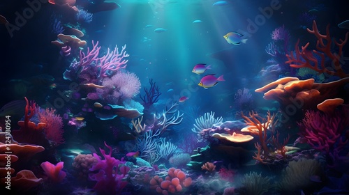 Underwater world. Underwater world with corals and fish. © Iman