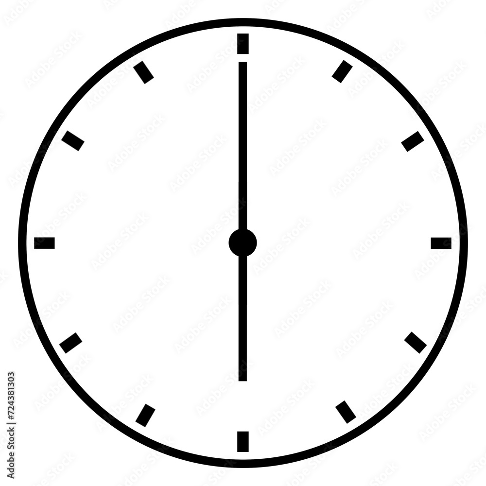 Wall Clock Icon displaying Six O' Clock Time Wall Clock Icon displaying Six O' Clock Time