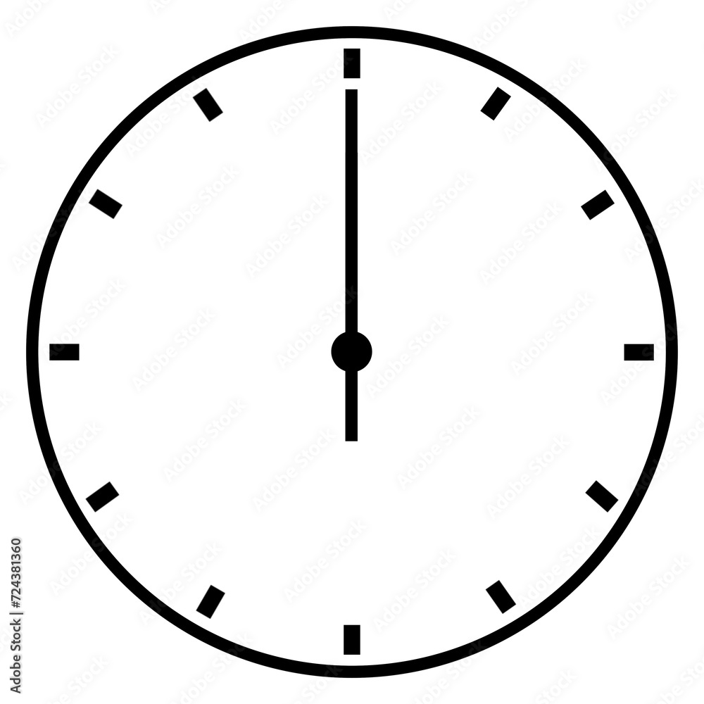 Wall Clock Icon displaying Twelve O' Clock Time Wall Clock Icon displaying Twelve O' Clock Time
