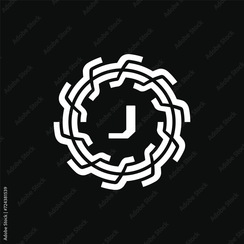 elegant and premium initial letter J symmetrical technology floral logo elegant and premium initial letter J symmetrical technology floral logo