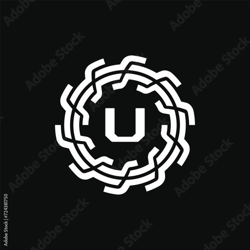 elegant and premium initial letter U symmetrical technology floral logo