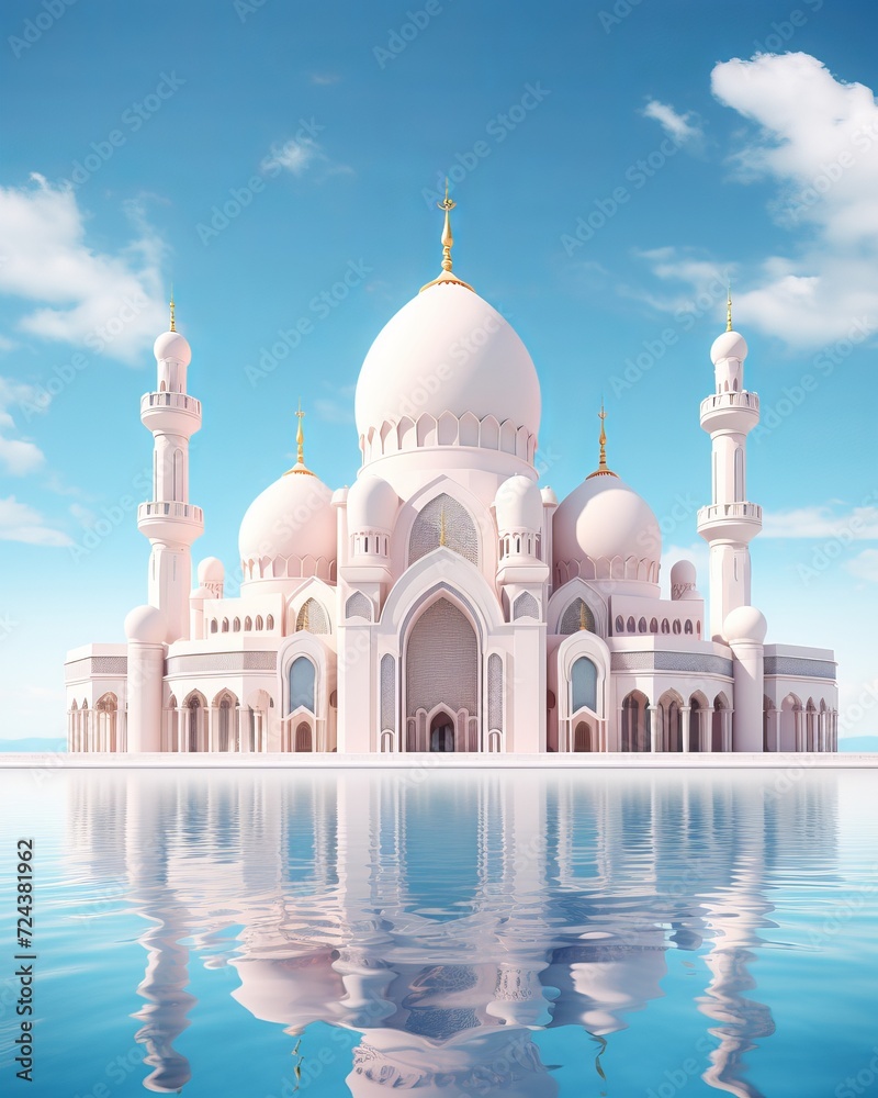 Fototapeta premium Majestic Mosque , Nostalgic Imagery, Generative AI