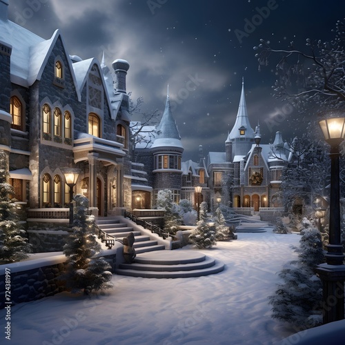 Winter wonderland. Christmas and New Year background. 3D illustration